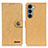 Leather Case Stands Flip Cover Holder A01D for Motorola Moto G200 5G Gold