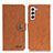 Leather Case Stands Flip Cover Holder A01D for Samsung Galaxy S21 5G Brown