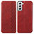 Leather Case Stands Flip Cover Holder A01D for Samsung Galaxy S21 5G Red