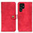 Leather Case Stands Flip Cover Holder A01D for Samsung Galaxy S21 Ultra 5G Red