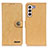 Leather Case Stands Flip Cover Holder A01D for Samsung Galaxy S23 5G Gold