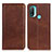Leather Case Stands Flip Cover Holder A02D for Motorola Moto E30 Brown