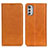 Leather Case Stands Flip Cover Holder A02D for Motorola Moto E32s Light Brown