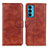 Leather Case Stands Flip Cover Holder A02D for Motorola Moto Edge 20 5G Brown