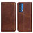 Leather Case Stands Flip Cover Holder A02D for Motorola Moto Edge (2021) 5G Brown