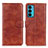 Leather Case Stands Flip Cover Holder A02D for Motorola Moto Edge Lite 5G Brown