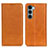 Leather Case Stands Flip Cover Holder A02D for Motorola Moto Edge S30 5G Light Brown