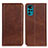 Leather Case Stands Flip Cover Holder A02D for Motorola Moto G22 Brown