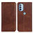 Leather Case Stands Flip Cover Holder A02D for Motorola Moto G41 Brown