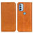 Leather Case Stands Flip Cover Holder A02D for Motorola Moto G41 Light Brown