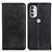 Leather Case Stands Flip Cover Holder A02D for Motorola Moto G51 5G Black
