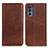 Leather Case Stands Flip Cover Holder A02D for Motorola Moto G62 5G Brown
