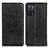 Leather Case Stands Flip Cover Holder A02D for Oppo A53s 5G Black