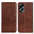 Leather Case Stands Flip Cover Holder A02D for Oppo A78 5G Brown