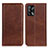 Leather Case Stands Flip Cover Holder A02D for Oppo A95 4G Brown