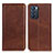Leather Case Stands Flip Cover Holder A02D for Oppo Reno6 5G Brown