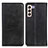 Leather Case Stands Flip Cover Holder A02D for Samsung Galaxy S22 Plus 5G Black