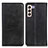 Leather Case Stands Flip Cover Holder A02D for Samsung Galaxy S23 5G Black