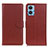 Leather Case Stands Flip Cover Holder A03D for Motorola Moto E22 Brown