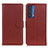 Leather Case Stands Flip Cover Holder A03D for Motorola Moto Edge (2021) 5G Brown