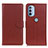 Leather Case Stands Flip Cover Holder A03D for Motorola Moto G41 Brown