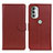 Leather Case Stands Flip Cover Holder A03D for Motorola Moto G51 5G Brown