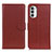 Leather Case Stands Flip Cover Holder A03D for Motorola MOTO G52 Brown