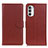 Leather Case Stands Flip Cover Holder A03D for Motorola Moto G82 5G Brown