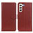 Leather Case Stands Flip Cover Holder A03D for Samsung Galaxy S21 Plus 5G Brown