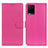 Leather Case Stands Flip Cover Holder A03D for Vivo Y21 Hot Pink