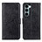 Leather Case Stands Flip Cover Holder A04D for Motorola Moto G200 5G Black