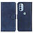 Leather Case Stands Flip Cover Holder A04D for Motorola Moto G31 Blue