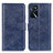 Leather Case Stands Flip Cover Holder A04D for Oppo A16 Blue