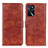 Leather Case Stands Flip Cover Holder A04D for Oppo A16 Brown