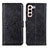 Leather Case Stands Flip Cover Holder A04D for Samsung Galaxy S22 5G Black