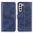 Leather Case Stands Flip Cover Holder A04D for Samsung Galaxy S22 5G Blue