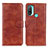 Leather Case Stands Flip Cover Holder A05D for Motorola Moto E20 Brown