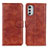 Leather Case Stands Flip Cover Holder A05D for Motorola Moto E32 Brown
