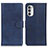 Leather Case Stands Flip Cover Holder A05D for Motorola MOTO G52 Blue