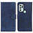Leather Case Stands Flip Cover Holder A05D for Motorola Moto G60s Blue