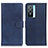 Leather Case Stands Flip Cover Holder A05D for Vivo Y76s 5G Blue