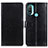 Leather Case Stands Flip Cover Holder A06D for Motorola Moto E20 Black