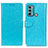 Leather Case Stands Flip Cover Holder A06D for Motorola Moto G40 Fusion Sky Blue