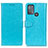 Leather Case Stands Flip Cover Holder A06D for Motorola Moto G50 Sky Blue