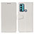 Leather Case Stands Flip Cover Holder A06D for Motorola Moto G60 White