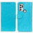 Leather Case Stands Flip Cover Holder A06D for Motorola Moto G60s Sky Blue