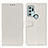Leather Case Stands Flip Cover Holder A06D for Motorola Moto G60s White
