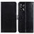 Leather Case Stands Flip Cover Holder A06D for Oppo A95 4G Black