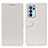 Leather Case Stands Flip Cover Holder A06D for Oppo Reno6 Pro 5G India White