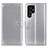 Leather Case Stands Flip Cover Holder A06D for Samsung Galaxy S22 Ultra 5G Silver